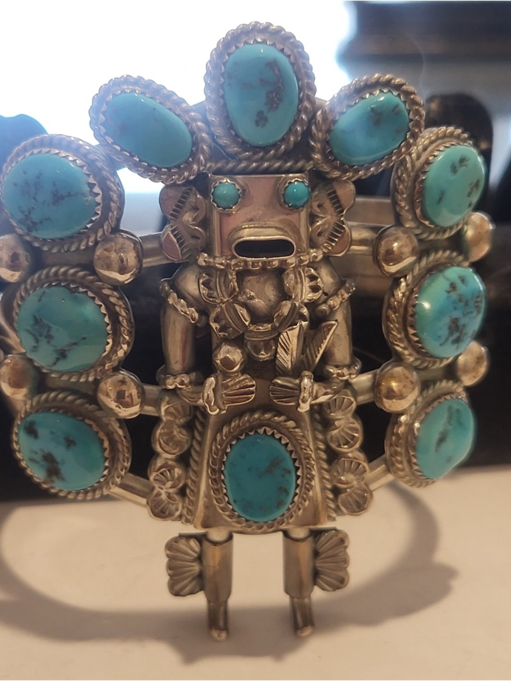 Signed/Sterling Authentic Turquoise Kachina Cuff - Picture 4 of 16